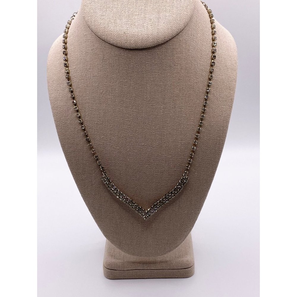Vintage wedding necklace | rhinestone pendant statement piece